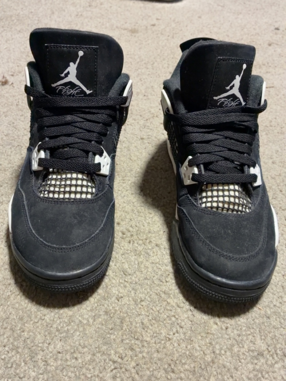 Jordan Black/White Retro 4 Basketball Sneakers